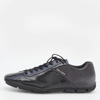 [二手商品] Prada | Prada Black Leather Lace Up Low Top Sneakers Size 40商品图片,