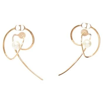 [二手商品] Dior | Tribales Gold Metal CD Logo Faux Pearl Swirl Pin Earrings,商家Premium Outlets,价格¥4853