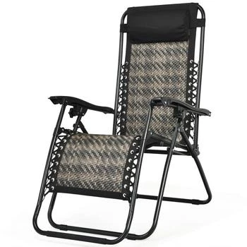 Hivvago | Folding Rattan Zero Gravity Lounge Chair with Removable Head Pillow-Gray,商家Premium Outlets,价格¥557