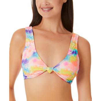 California Waves | Juniors' Tie-Dyed Knotted Bralette Bikini Top, Created for Macy's商品图片,4.9折