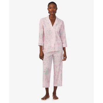 Ralph Lauren | Women's 2-Pc 3/4 Sleeve Notch Collar Top and Capri Pants Pajama Set,商家Macy's,价格¥406