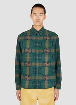 推荐Jumbo GG Check Shirt in Green商品