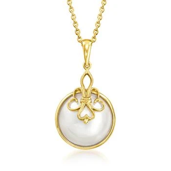 Ross-Simons | Ross-Simons 13-13.5mm Cultured Mabe Pearl Filigree Pendant Necklace in 18kt Gold Over Sterling,商家Premium Outlets,价格¥1064