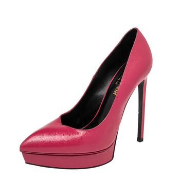 ysl高跟鞋价格, [二手商品] Yves Saint Laurent | Saint Laurent Pink Leather Janis Pointed Toe Pumps Size 37商品图片 2.3折