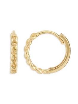 商品14K Yellow Gold Curb Chain Huggie Hoop Earrings图片