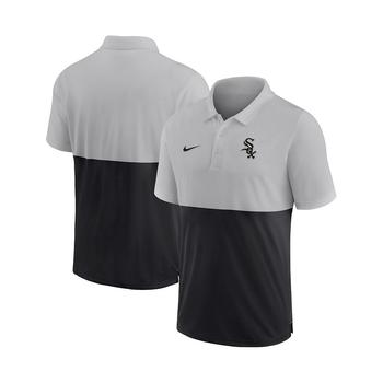 推荐Men's Silver, Black Chicago White Sox Team Baseline Striped Performance Polo Shirt商品