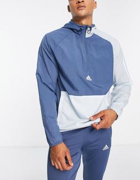 adidas外套多少钱, Adidas | adidas Training Vintage Sports panelled half zip jacket in navy商品图片 