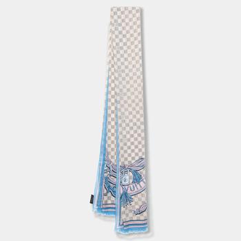 lv围巾, [二手商品] Louis Vuitton | Louis Vuitton Beige & Blue Damier Azur Straps Cotton Scarf商品图片 9.1折, 满1件减$100, 满减