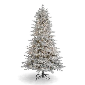 Seasonal | Dandan Flocked Pine 7.5' Flocked PE Mixed PVC Tree with Metal Base, 3936 Tips, 2200 Lights, EZ-Connect, Remote, Storage Bag,商家Macy's,价格¥23048