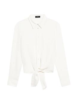 商品Theory | Silk Button-Down Tie-Waist Shirt,商家Saks Fifth Avenue,价格¥1016图片