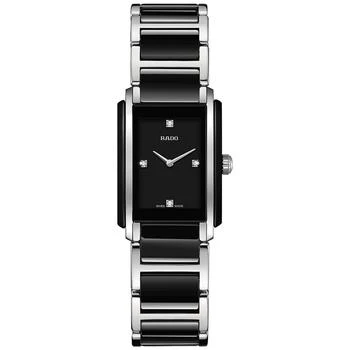 推荐Women's Swiss Integral Diamond Accent Black Ceramic & Stainless Steel Bracelet Watch 22x33mm商品