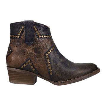 Corral Boots | Q5025 Blue Star Inlay & Studs Ankle Zippered Booties商品图片,5.4折
