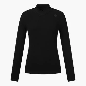 DESCENTE | 高尔夫系列女性领口配色细节长袖T恤展现时尚 DO32WFTL93-BLKG,商家Brilliant Fashion,价格¥862