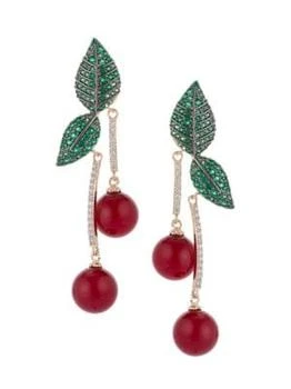 推荐The Cherry Luxe 18K Goldplated & Cubic Zirconia Dangle Earrings商品