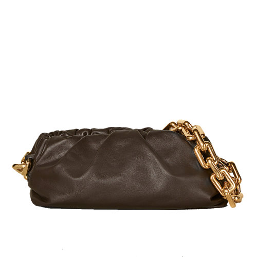 ecco包链条包, Bottega Veneta | 【包税】Bottega Veneta/葆蝶家 经典秀款CHAIN POUCH系列 金色粗链条巧克力色滑面小牛皮云朵包腋下包手提单肩包商品图片 额外9.5折, 包邮包税, 额外九五折