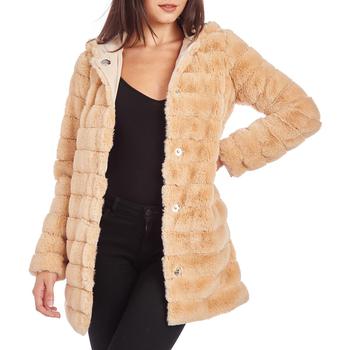 推荐Kendall + Kyle Women's Striped Faux Fur Mid-Length Teddy Coat商品