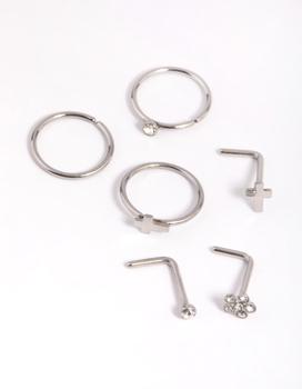 商品Lovisa | Surgical Steel Cross Nose Ring Packs,商家Premium Outlets,价格¥123图片
