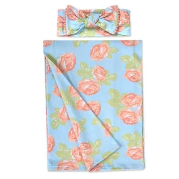 Baby Essentials | Baby Girls Soft Floral Swaddle Wrap Blanket with Matching Headband, 2 Piece Set,商家Macy's,价格¥99