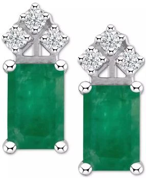 Macy's | Ruby (1-3/8 ct. t.w.) & Diamond (1/8 ct. t.w.) Crown Stud Earrings in 14k White Gold (Also in Emerald & Tanzanite),商家Macy's,价格¥3239