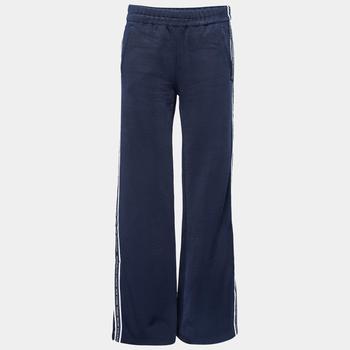 推荐Victoria Victoria Beckham Navy Blue Rib Knit Flared Track Pants M商品