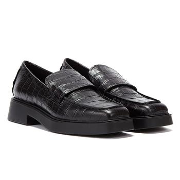 推荐Vagabond Jillian Embossed Croc Leather Womens Black Loafers商品