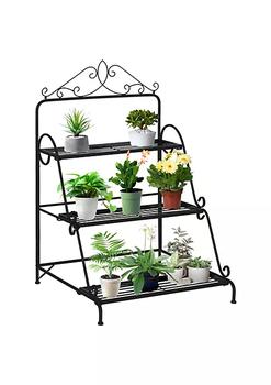 商品3 Tier Metal Plant Stand Ladder Display Shelf Flower Pot Holder Storage Organizer Rack for Indoor Outdoor Patio Balcony Yard图片