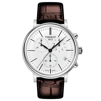推荐Men's Swiss Chronograph Carson Premium Brown Leather Strap Watch 41mm商品