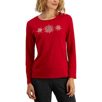 推荐Petite Embellished Snowflake-Graphic T-Shirt, Created for Macy's商品