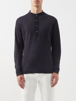 推荐Quarter-button linen Henley top商品