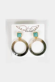 Virtue Jewelry Design | Women's Turquoise Post With Shell Hoops In Natural,商家Premium Outlets,价格¥320