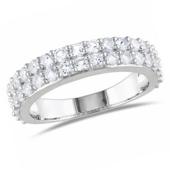 Mimi & Max 1 7/8ct TGW Created White Sapphire Double Row Ring in Sterling Silver