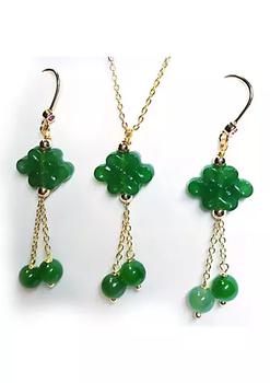 商品Set of Natural Jade Earrings and Pendant with Necklace,商家Belk,价格¥2151图片