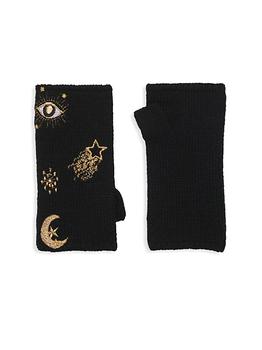 推荐Ribbed Merino Wool Celestial-Embroidered Fingerless Gloves商品