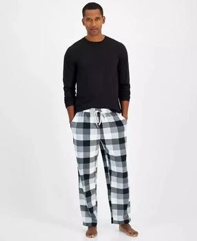 Club Room | Men's Fleece Long-Sleeve T-Shirt & Plaid Pajama Pant Set, Created for Macy's,商家Macy's,价格¥263