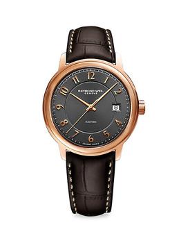 推荐Maestro Rose Gold Leather Strap Watch商品