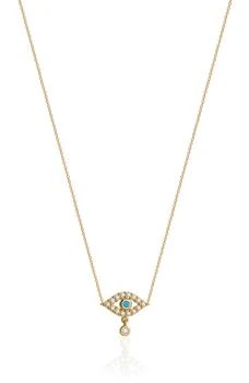 Gabi Rielle | Mini Evil Eye Turquoise & CZ Pendant Necklace,商家Nordstrom Rack,价格¥249