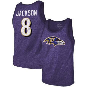 Men's Lamar Jackson Purple Baltimore Ravens Name Number Tri-Blend Tank Top product img