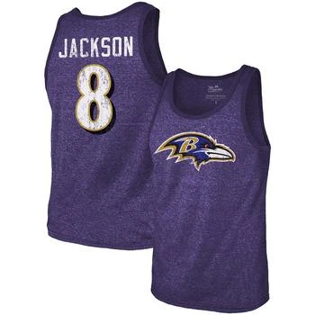 推荐Men's Lamar Jackson Purple Baltimore Ravens Name Number Tri-Blend Tank Top商品