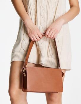 asos腋下包, ASOS | ASOS DESIGN elongated shoulder bag with wide strap in chocolate商品图片 