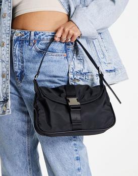 topshop包, Topshop | Topshop nylon buckle shoulder bag in black商品图片 