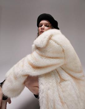 Topshop | Topshop faux fur coat in cream商品图片,