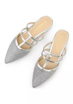 推荐Women's Glitter Pointed Toe Flats Mules商品