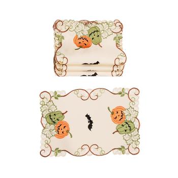 商品Manor Luxe | Halloween Jack-O-Lanterns Embroidered Cutwork Placemats - Set of 4,商家Macy's,价格¥450图片