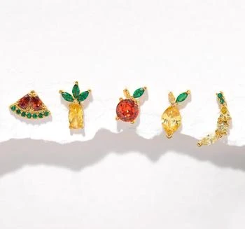 Girls Crew | Tropical Fruit Basket Stud Earrings Set In Gold,商家Premium Outlets,价格¥391