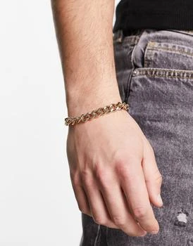 推荐ASOS DESIGN midweight chain bracelet in gold tone商品