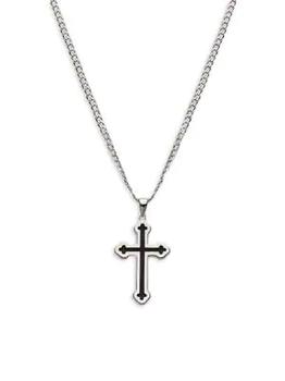 推荐Two-Tone Sterling Silver Cross Pendant Necklace商品