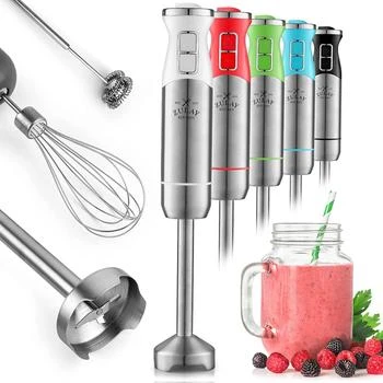 Heavy Duty Stick Blender Immersion With Stainless Steel Whisk and Milk Frother Attachments
