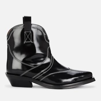 推荐Ganni Women's Brus Off Leather Western Boots商品