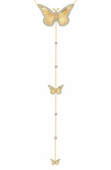 Gabi Rielle怎么样, Gabi Rielle | 14K Gold Plated Sterling Silver Butterfly Pavé CZ Lariat Necklace商品图片 4.9折
