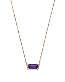 商品Amethyst & Diamond Accent Bar Necklace in 14K Rose Gold, 16-18" - 100% Exclusive图片